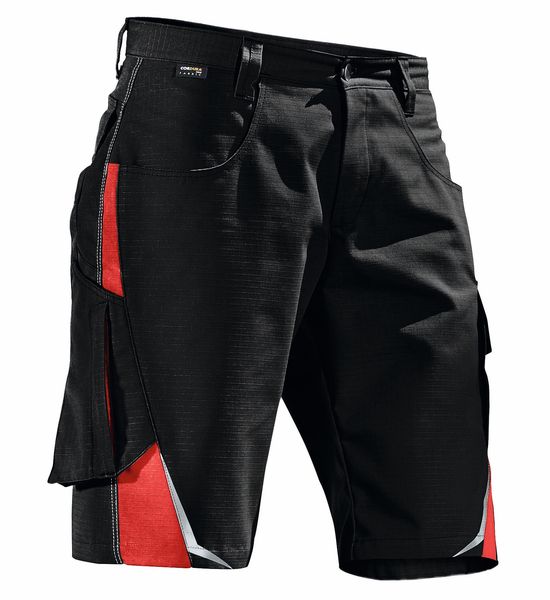 KBLER-Workwear, Pulsschlag-Bermuda-Arbeits-Shorts, ca. 260g/m, schwarz/mittelrot