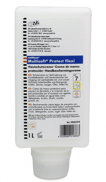 ZVG-Multisoft tect Flexi-Hautschutzcreme, VE: 6 Flaschen a 1.000 ml