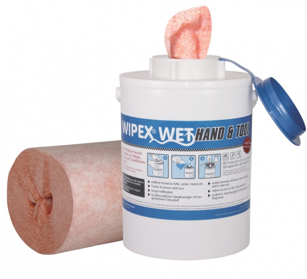 WIPEX-WET Hand & Tool Starterpack, 1 Spender, 2 Rollen Vliesstoff  120 Tcher, 2 Flaschen Reiniger  1 l.
