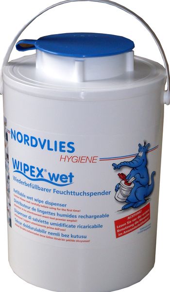 WIPEX-WET FEUCHTTUCHSPENDER, wei, Kunstoff, wiederverwendbar, Entnahmeffnung grn