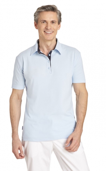 LEIBER-Polo-Shirt fr Sie & Ihn, ca. 220g/m, hellblau/marine