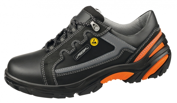 ABEBA-Footwear, S2-Damen- u. Herren-Sicherheits-Arbeits-Berufs-Schuhe, Halbschuhe, ESD, schwarz/orange