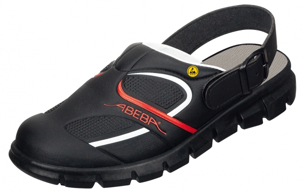 ABEBA-Footwear, OB-A-micro-Damen- und Herren-Arbeits-Berufs-Slipper, schwarz/rot