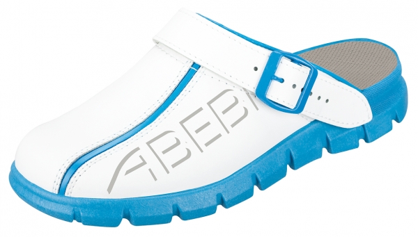 ABEBA-Footwear, OB-Damen- u. Herren-Arbeits-Berufs-Slipper, wei/blau
