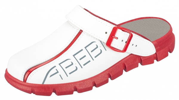 ABEBA-Footwear, OB-Damen- u. Herren-Arbeits-Berufs-Slipper, wei/rot