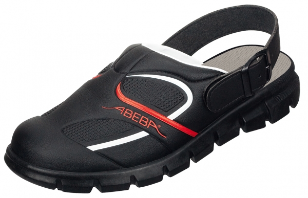 ABEBA-Footwear, OB-Damen- u. Herren-Arbeits-Berufs-Slipper, A-micro, schwarz/rot