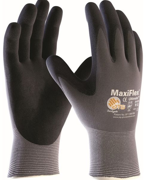 BIG-ATG-Nylon-Strickhandschuhe, MaxiFlex Ultimate, grau/schwarz