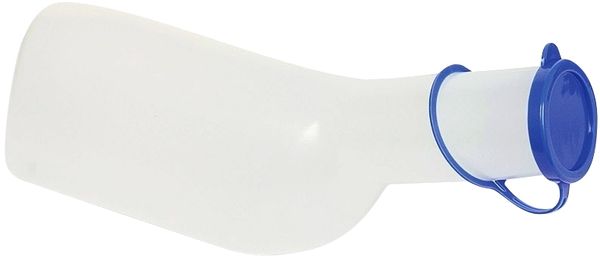 AMPRI-Urinflaschen, fr Mnner, aus PE, eckig, milchig, mit Deckel, VE = Beutel  1 Stck
