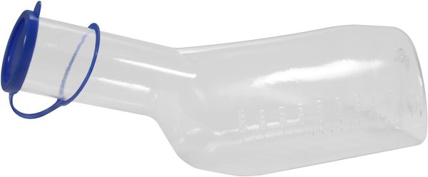 AMPRI-Urinflaschen, fr Mnner, eckig, glasklar, mit Deckel, VE = Beutel  1 Stck