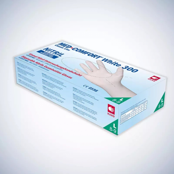 AMPRI-White 300 by Med-Comfort Einmal-Nitril-Schutz- und Untersuchungshandschuh, wei, ungepudert, VE= 10 Boxen  100 Stck