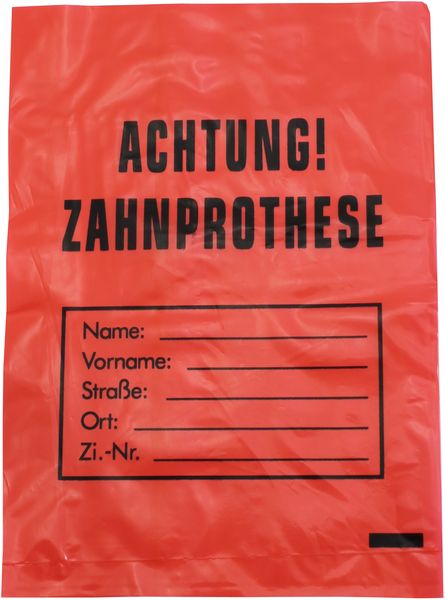 AMPRI-Zahnprothesenbeutel, LDPE, 160 x 230, 35 my, VE = 2000 Stck im Karton, rot