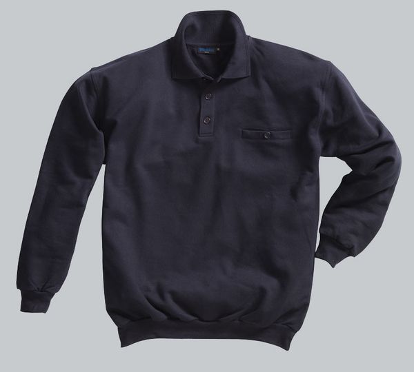 PIONIER-Workwear, Sweat-Shirt, mit Polokragen ca. 280g/m, marine