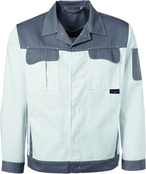 PIONIER-Workwear, Arbeits-Berufs-Bund-Jacke, COLOR WAVE, ca. 300g/m, wei/grau