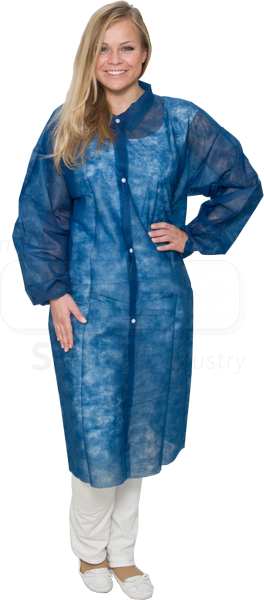 WIROS Vlies Einweg-Mantel, Druckknpfe, ohne Taschen, 30 g/m, 150 x 120 cm, dunkelblau, VE = 50 Stck