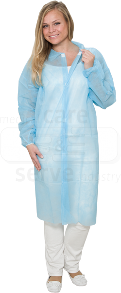 WIROS Vlies Einweg-Mantel, Klettverschlsse, ohne Taschen, 30 g/m, 140 x 110 cm, blau, VE = 50 Stck