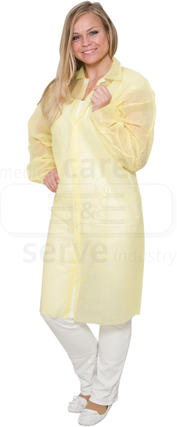 WIROS Vlies Einweg-Mantel, Klettverschlsse, ohne Taschen, 30 g/m, 145 x 115 cm, gelb, VE = 50 Stck