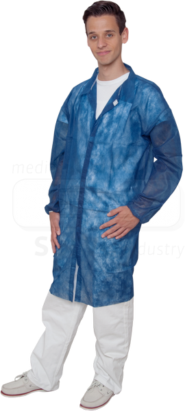 WIROS Vlies Einweg-Mantel, Klettverschlsse, ohne Taschen, 30 g/m, 150 x 120 cm, dunkelblau, VE = 50 Stck