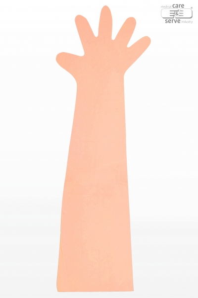 WIROS Einmal-Einweg-PE Veterinrhandschuhe, glatt, extra weich, 0,028 mm, 90 cm, orange, Pkg  50 Stck, VE = 40 Pkg