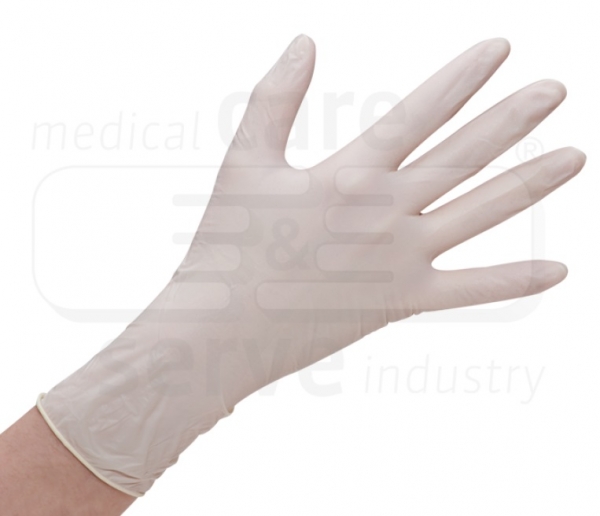 WIROS Einmal-Einweg-Latex Handschuhe, puderfrei, micro angeraute Oberflche, Spenderbox, Pkg  100 Stck, VE = 1 Pkg, naturwei