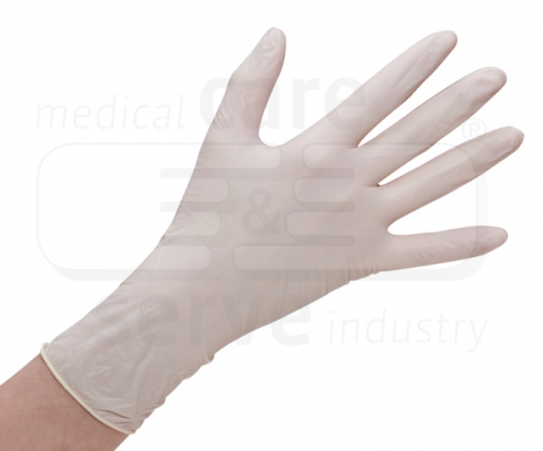 WIROS Einmal-Einweg-Latex Handschuhe, puderfrei, micro angeraute Oberflche, Spenderbox, Pkg  100 Stck, VE = 1 Pkg, naturwei