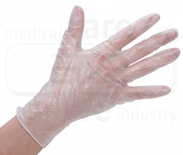 WIROS Einmal-Einweg-Vinyl Handschuhe, gepudert, Spenderbox, semi transparent, wei, Pkg  100 Stck, VE = 10 Pkg