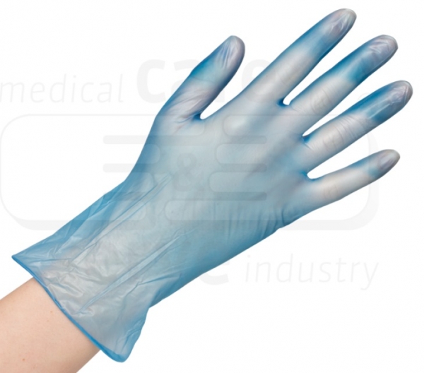 WIROS-Einweg-Vinyl Handschuhe, puderfrei, efficient, Spenderbox, Pkg  100 Stck, VE = 10 Pkg, blau