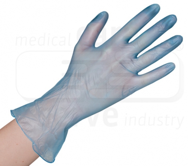 WIROS Vinyl Einweg-Handschuhe, puderfrei, Spenderbox, blau, Pkg  100 Stck, VE = 10 Pkg