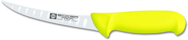 EICKER-Ausbeinmesser, PROFI, gebogen, halb-flexibel, neon-gelber Griff