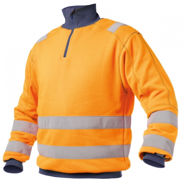DASSY-Warnschutz-Sweater DENVER , orange/dunkelblau