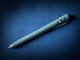 SCHLACHTHAUSFREUND-Kugelschreiber, detektierbar, STANDARD, blaues Gehuse, blaue Schrift, versenkbare Mine, 8577