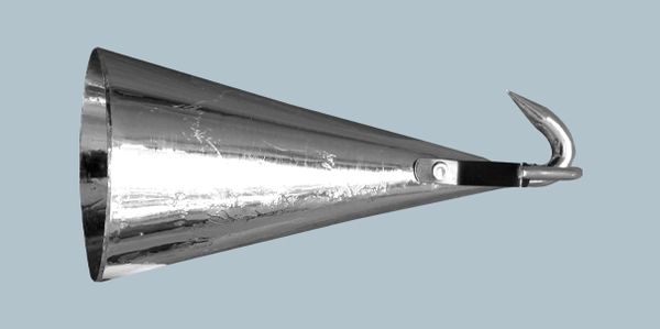 SCHLACHTHAUSFREUND-Schabeglocken, verzinnt, 13 cm hoch, rund, ohne Karabinerhaken, 93025