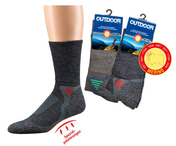 WOWERAT-Footwear, Trekking-Socken, Merinowolle, dunkeltaupe