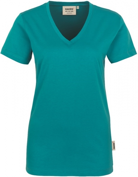 HAKRO-Workwear, Arbeits-Shirts, Damen-T-Shirt, V-Ausschnitt Classic, smaragd