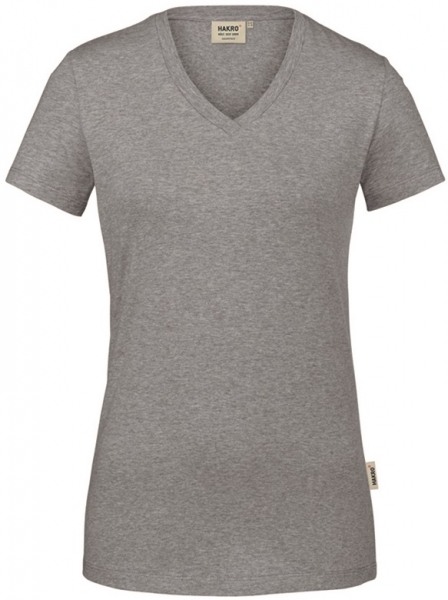HAKRO-Damen-V-Shirt, Stretch, 170 g / m, grau meliert