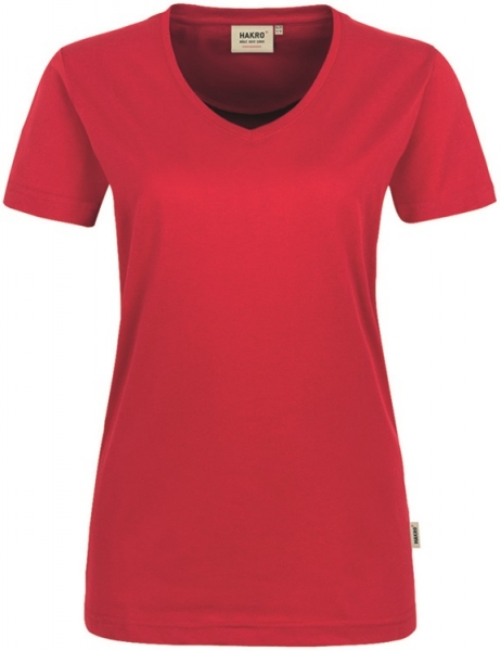 HAKRO-Workwear, Arbeits-Shirts, Damen-T-Shirt, V-Ausschnitt Performance, rot