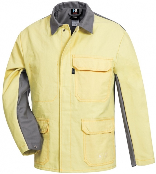 HB-Flammen-/Schweierschutz-Arbeitsjacke, 420 g/m, mittelgrau/gelb