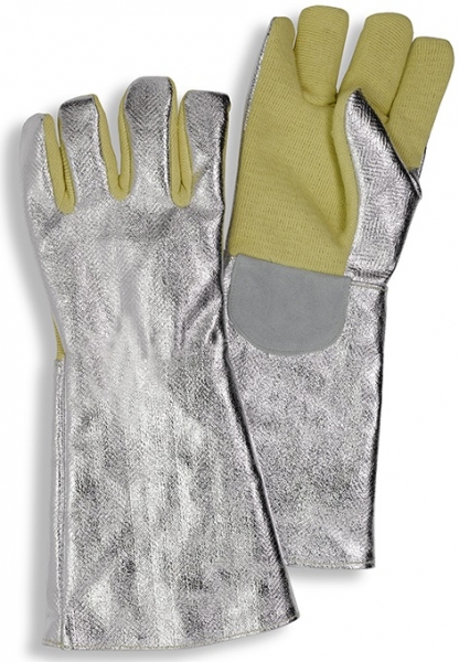 HB-Flammen-/Schweierschutz-5-Finger-Handschuhe, silber/gelb