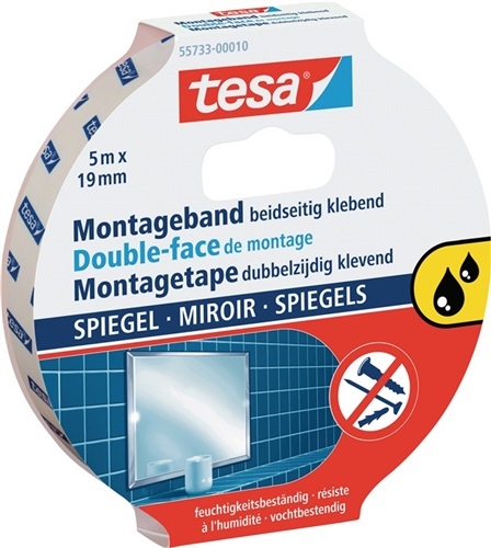 TESA-Spiegel-/Montageband Powerbond 55733 L.5m B.19mm wei Rl.