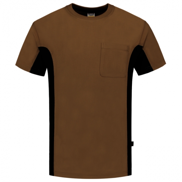 TRICORP-T-Shirt, mit Brusttasche, Bicolor, 190 g/m, khaki-black