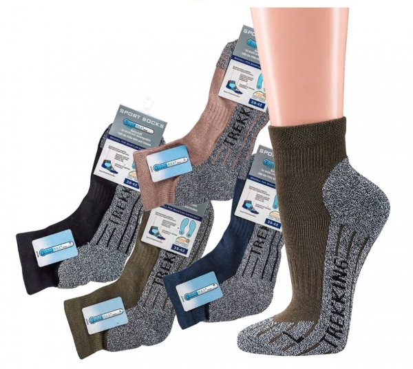 WOWERAT-COOLMAX Trekking-Socken, Kurzschaft-Form, Funktionssportsocken, mit Frotteesohle, khaki