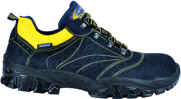 COFRA-Footwear, NEW ARNO S1 P SRC, Sicherheits-Arbeits-Berufs-Schuhe, Halbschuhe, schwarz/gelb