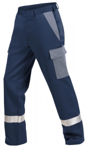 Teamdress-PSA, Gieerei/Schweier-Bundhose mit Bein- und Knietaschen, Reflexstreifen, EN ISO 11612, marine/grau