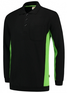 TRICORP-Polosweater, mit Brusttasche, Bicolor, 280 g/m, black-lime